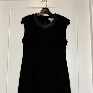 Calvin Klein Black Dress with Leather Collar